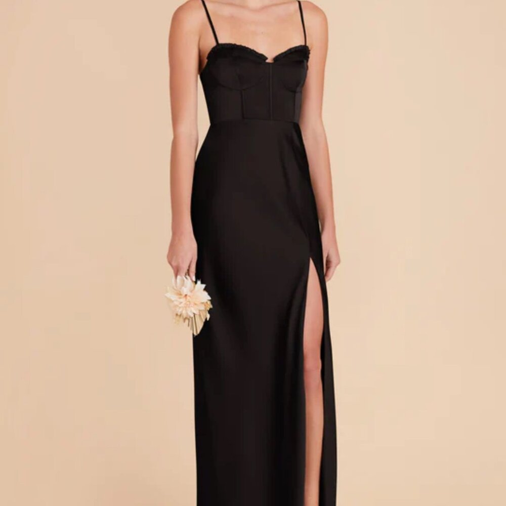 Birdy Grey Jessica Black Matte Satin Bridesmaid Dress